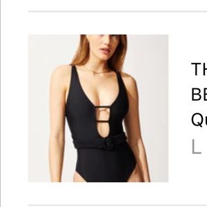 Solid and Striped One Piece Swimsuit Size Large